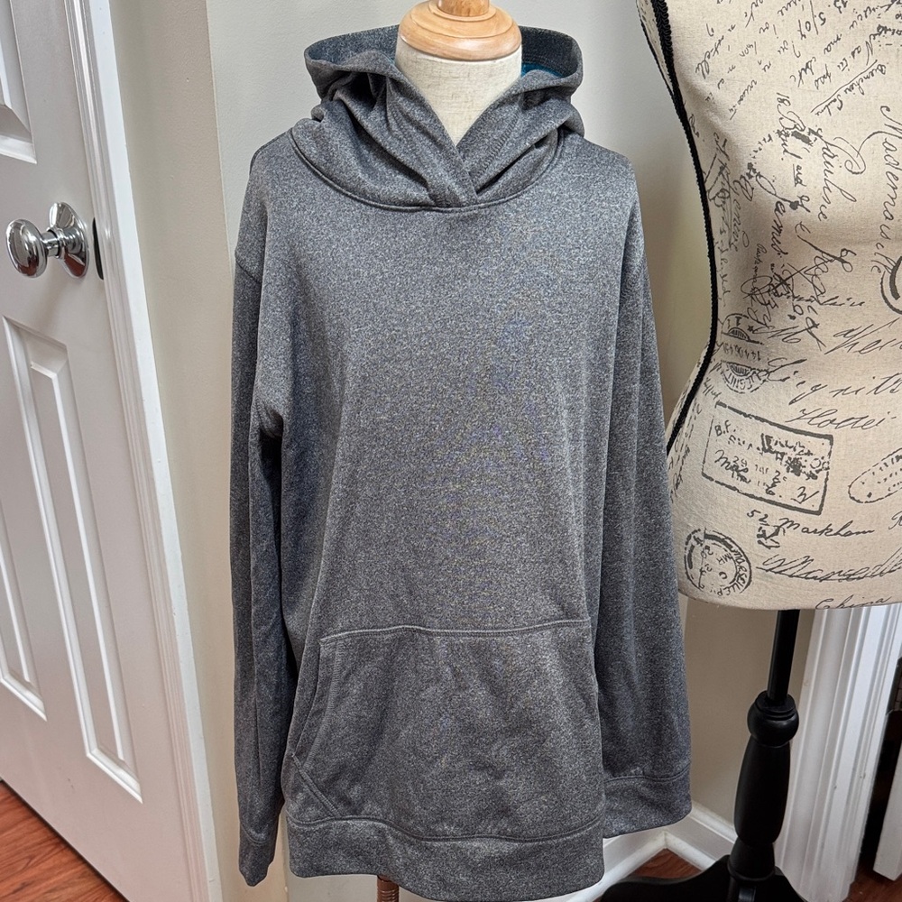 Lands' End Kids Performance Gray Hoodie Athletic Sporty Pullover